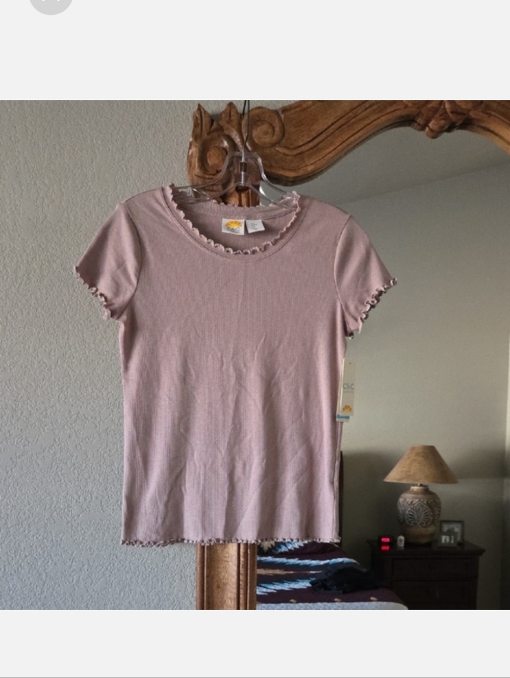 C&C California NWT Dusty Mauve Lettuce-Trim Short Sleeve Tee - Picture 2 of 7